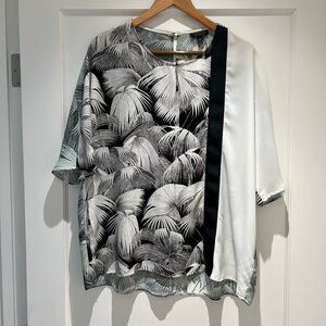 TOPSHOP Oversized Boxy Palm Tree Print Blouse